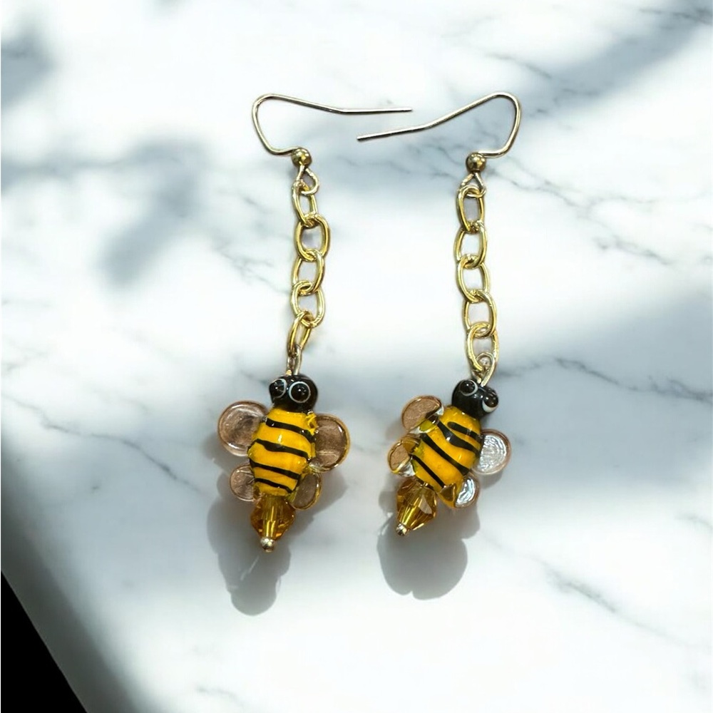Gold Bee Earrings